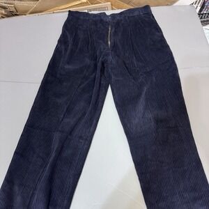 Giorgio Cosani Pants Mens 30 31 Pleated Cuffed Corduroy Pants Navy Blue New